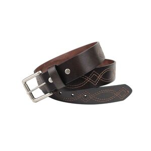 Wrangler Men's Brown Western Stitched Leather Belt Medium 36 New Silver Buckle